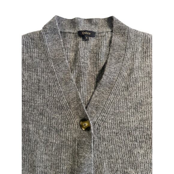 Quince Baby Alpaca Wool Cropped Cardigan Charcoal Size S CozySweater QuietLuxury - Picture 3 of 9